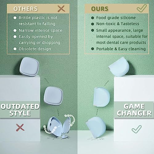 2 Pack Silicone Retainer Case with Lanyard Soft Slim Cute Aligner Case Holder Dental Thin onbuwws