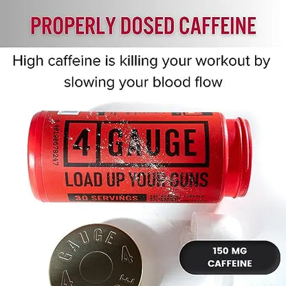 4 Gauge Natural Preworkout Without The Jitters | 30 Servings | Nitric Oxide Booster 4 Gauge