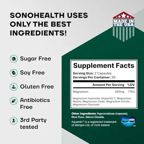 Spectrum 5 Magnesium | 5-in-1 Complex + 72 Trace Minerals for Enhanced Absorption | Irish Sea Sourced | 500mg per Serving SonoHealth