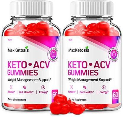 (2 Pack) Max Ketosis Keto ACV Gummies Max Ketosis Advanced Formula Apple Cider Vinegar Rillvo