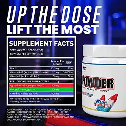 MAN Sports Pump Powder Blue Bombsicle - Stimulant Free Pre Workout Drink MAN Sports