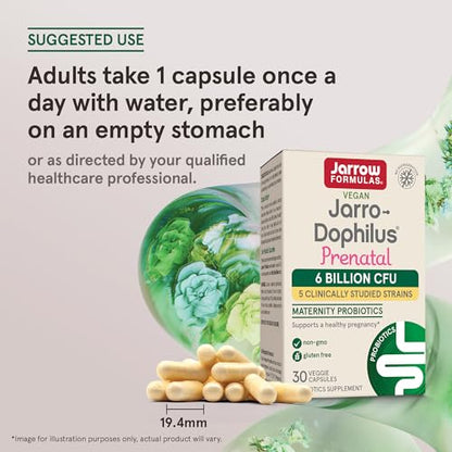 Jarrow Formulas, Jarro-Dophilus Prenatal Veggie Capsules, 6 Billion CFU, 30 Count (Pack of 12) Jarrow Formulas
