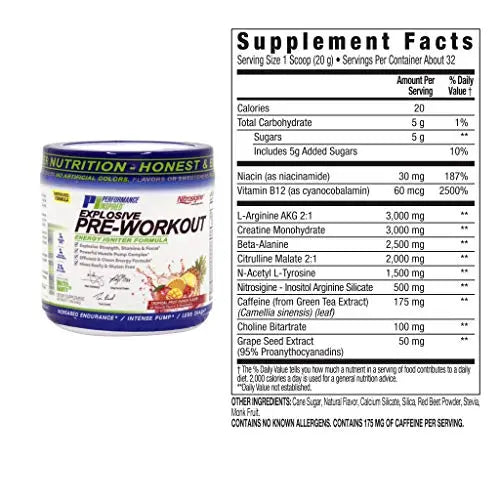 PERFORMANCE INSPIRED Nutrition Pre-Workout Powder - Contains Citrulline - Nitrosigine PERFORMANCE INSPIRED