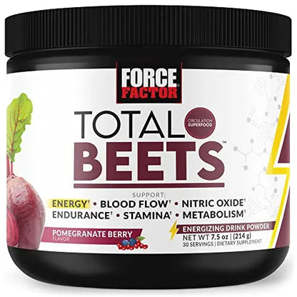 Force Factor Total Beets Energy Drink Mix, Superfood Beet Root Powder with Nitrates Force Factor