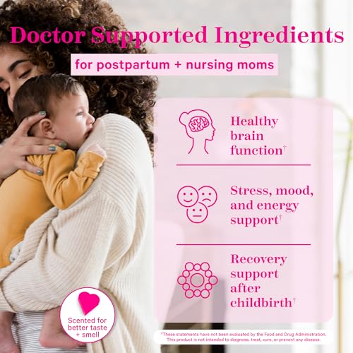 Pink Stork Total Postnatal Vitamins for Women with Vegan DHA, Iron, Folate, and Vitamin B12 Pink Stork