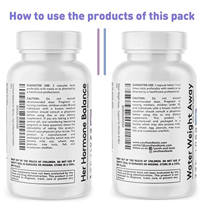 Youth & Tonic Water Retention Pills for Women and Hormone Balance Capsules for Swelling & Loss Youth & Tonic
