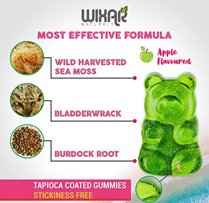 WIXAR NATURALS Sea Moss Gummies - Natural Irish Sea Moss and Bladderwrack WIXAR NATURALS