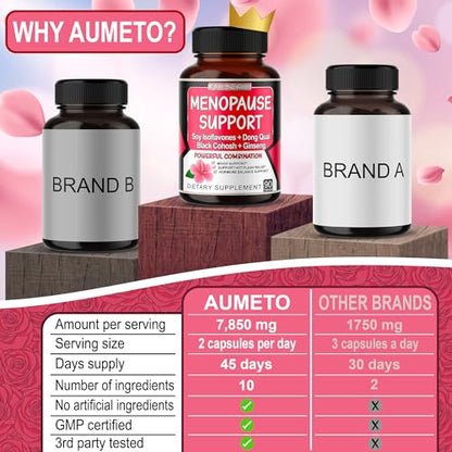 AUMETO Ultra Menopause Support for Women with Soy Isoflavones, Dong Quai, Black Cohosh AUMETO