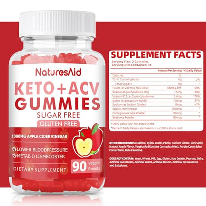 (2 Pack) 180 CT Keto Acv Gummies for Advanced Weight Loss & Belly Fat Burn - Pro Natures Aid