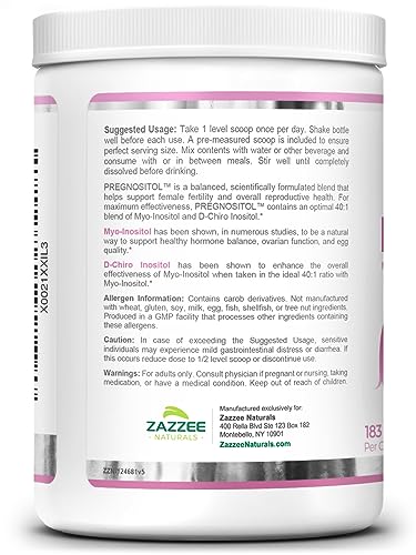 Zazzee PREGNOSITOL Powder, 183 Servings, 6 Month Supply, Premium Myo-Inositol Zazzee