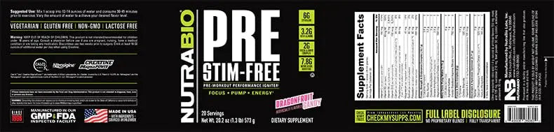NutraBio PRE Stim Free - Caffeine Free Pre Workout Powder - Sustained Energy, Mental NutraBio
