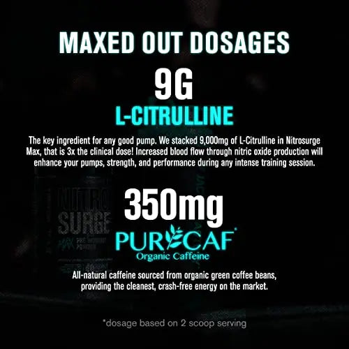 Jacked Factory Nitrosurge Max Nootropic Pre Workout Powder - Premium Pre Workout Jacked Factory