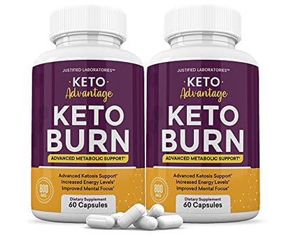(2 Pack) Keto Advantage Keto Burn Pills Includes Apple Cider Vinegar goBHB Exogenous Justified Laboratories