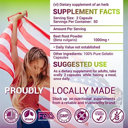 HERBALICIOUS Beet Root Capsules - Herbal Supplement for Athletic Performance HERBALICIOUS