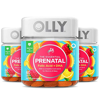 Olly Prenatal Multivitamin Gummy, Folic Acid, Vitamin D, Omega DHA, Chewable Supplement OLLY