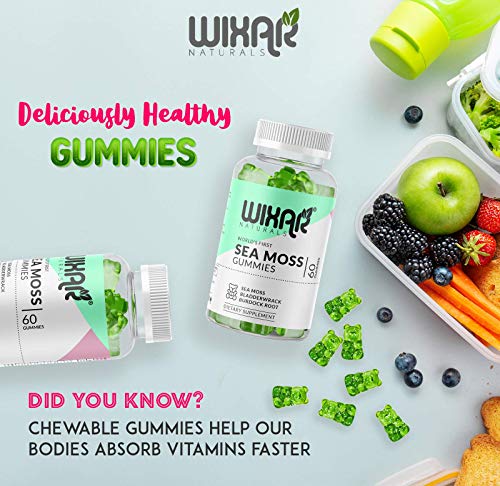 WIXAR NATURALS Sea Moss Gummies - Natural Irish Sea Moss and Bladderwrack WIXAR NATURALS