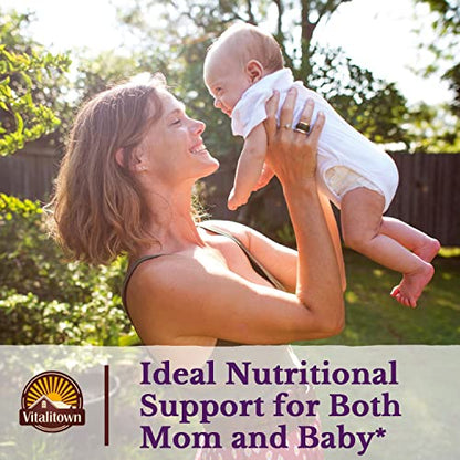 VITALITOWN Prenatal Vitamin, with Omega-3 DHA, Folate, Iron, VIT C, D3, Calcium, Zinc, Choline VITALITOWN
