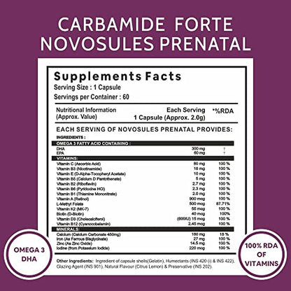 Roti Prenatal Multivitamin for Pregnancy with 300mg DHA & 18 Ingredients - 60 Capsules Roti