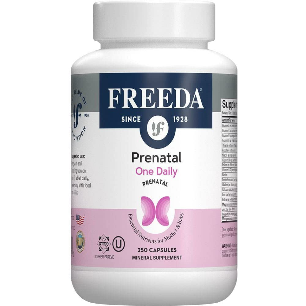 Freeda Prenatal Vitamin - Kosher Prenatals - Prenatal Vitamins with Iron, Prenatal Folic Acid, Choline FREEDA