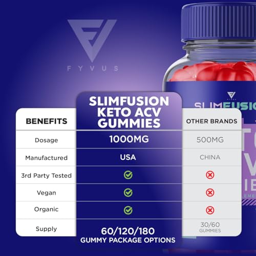 (3 Pack) Slim Fusion Slimfusion ACV Keto Gummies, Slim Fusion Keto ACV Gummies Advanced Fyvus