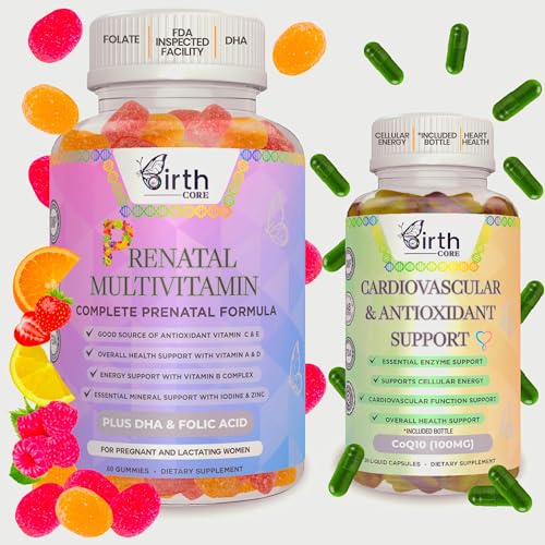 Prenatal Vitamins, Fetal Development, Folate, DHA, CoQ10, Daily Multivitamin Gummy, Folic Acid Birth Core
