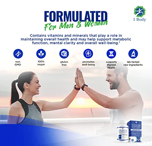 1 Body Thyroid Support Supplement with Iodine - Energy & Focus Support 1 Body