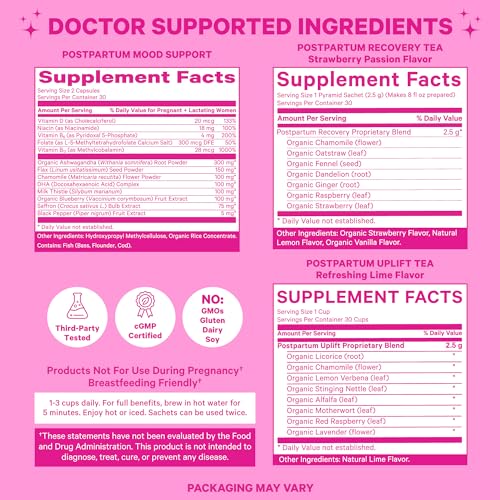 Pink Stork Postpartum Essentials for Hormone Balance, Recovery, and Mood Support for Women Pink Stork