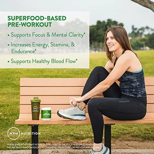 MRM Nutrition Organic Pre-Workout Powder | Black Cherry Flavored | Superfoods MRM