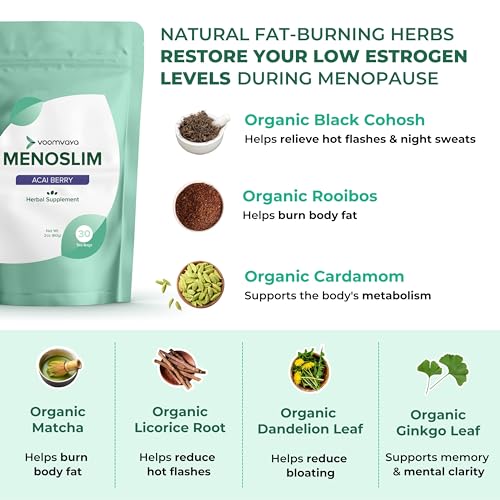 VoomVaya MenoSlim Tea - Natural Menopause Supplements, Perimenopause & Estrogen VoomVaya