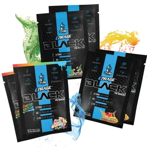 eFlow Nutrition ENRAGE Black Preworkout Sample Packs - Travel Packs - High Stim Energy eFlow Nutrition