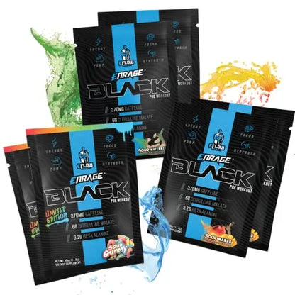 eFlow Nutrition ENRAGE Black Preworkout Sample Packs - Travel Packs - High Stim Energy eFlow Nutrition