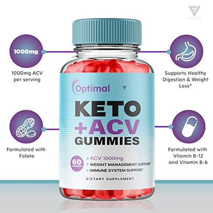 (2 Pack) Optimal Keto ACV Gummies Advanced Weight Loss Plus, Optimal Keto+ACV Gummy Fyvus