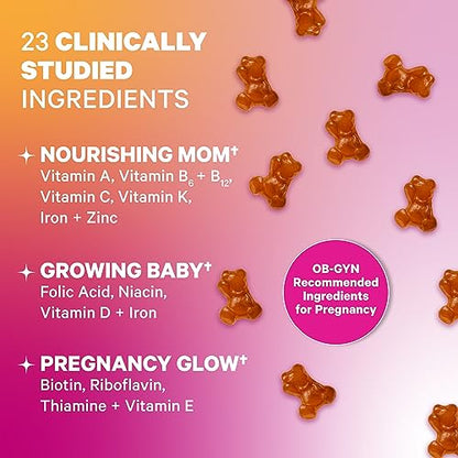 Pink Stork Total Prenatal Vitamin Gummies for Women with Folic Acid, Vitamin D, and Vitamin B6 Pink Stork