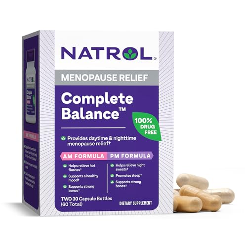 Natrol Complete Balance A.M./P.M. Capsules for Menopause Relief, Helps Relieve Hot Flashes and Night Sweats Natrol