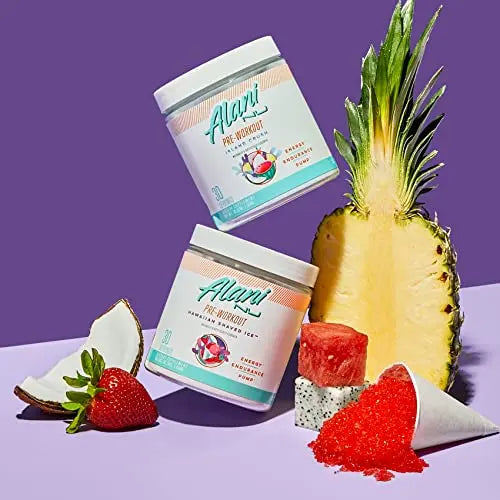 Alani Nu Island Crush Pre Workout and BCAA Sour Peach Rings Post Workout Powder Alani Nu