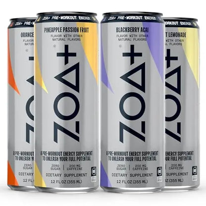 ZOA+ Pre-Workout Sugar Free Energy Drink, Orange Grapefruit - NSF Certified for Sport ZOA