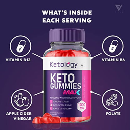 (2 Pack) Ketology Keto ACV Gummies Advanced Weight Loss Ketosis Supplement Fyvus