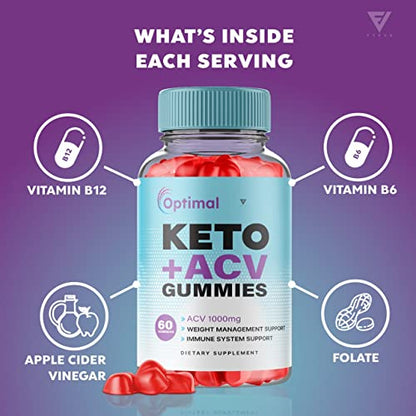(2 Pack) Optimal Keto ACV Gummies Advanced Weight Loss Plus, Optimal Keto+ACV Gummy Fyvus
