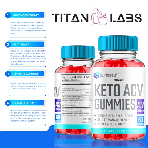 (2 Pack) Slimsculpt Keto ACV Gummies, Slim Sculpt Keto ACV Gummies Advanced Weight Loss 1000MG Titan Labs