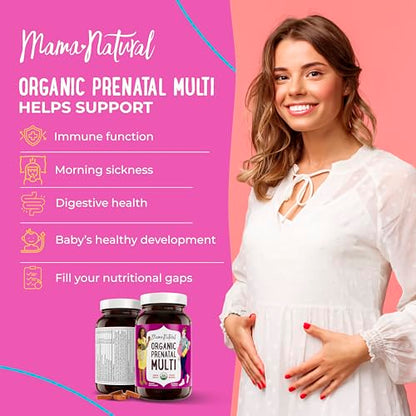 Mama Natural 100% Organic Prenatal Vitamins | One A Day Prenatal Vitamins (30 Servings) Mama Natural