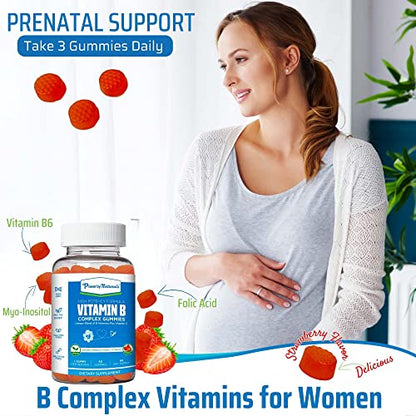 Power By Naturals B Complex Vitamins for Women - 60 Vegan Gummies for Prenatal Support, Energy Boost Power By Naturals