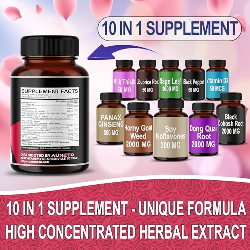 AUMETO Ultra Menopause Support for Women with Soy Isoflavones, Dong Quai, Black Cohosh AUMETO