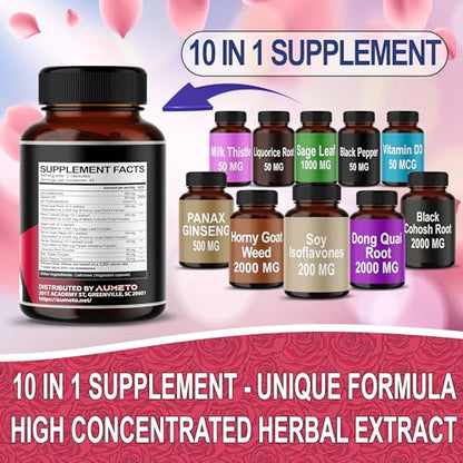 AUMETO Ultra Menopause Support for Women with Soy Isoflavones, Dong Quai, Black Cohosh AUMETO