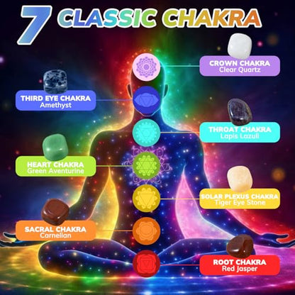 WVIOUOPU Healing Crystals and Chakra Stones Set - 13 Pcs Real Raw Healing Chakra Stones WVIOUOPU