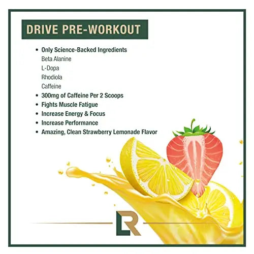 Live Relentless by Tim Kennedy, Drive Pre-Workout, Merica's Strawlemon, 30 Servings Live Relentless