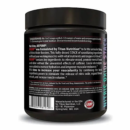 Pump- Nitric Oxide Boosting Stack Stim Free: Loaded with Citruline Malate for Maximum Titan Nutrition