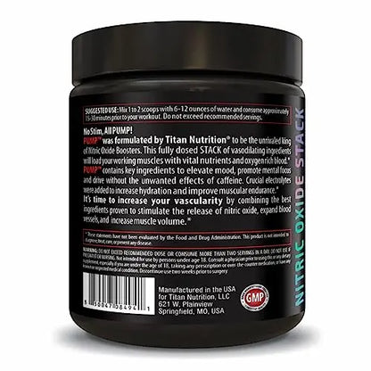 Pump- Nitric Oxide Boosting Stack Stim Free: Loaded with Citruline Malate for Maximum Titan Nutrition