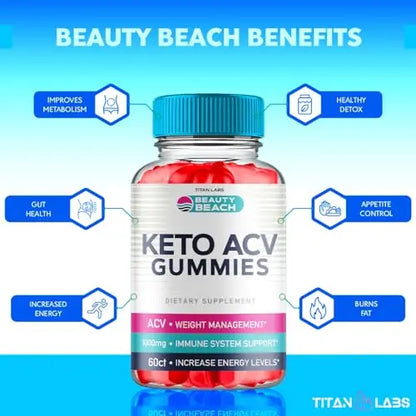 (5 Pack) Beauty Beach Keto ACV Gummies, Beauty Beach Keto ACV Gummies Advanced Titan Labs