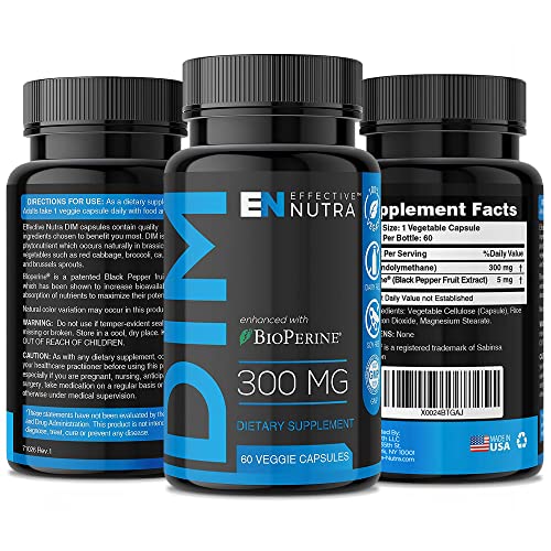 Effective Nutra Dim Supplement 300mg Capsule - Extra Strength Diindolylmethane DIM EFFECTIVE NUTRA