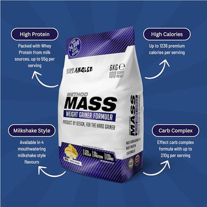 Out Angled Method Mass Gainer Powder, Tropical Banana, 6kg, 100 Scoops OUT ANGLED